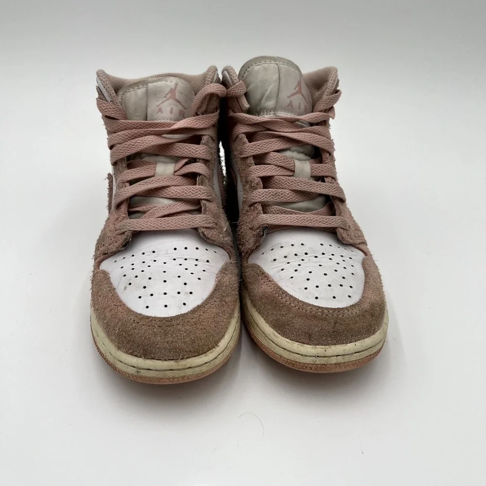 Nike Air Jordan 1 Mid SE GS FN7432-161 Girls 4.5 Sneaker Legend Pink Suede Shoes